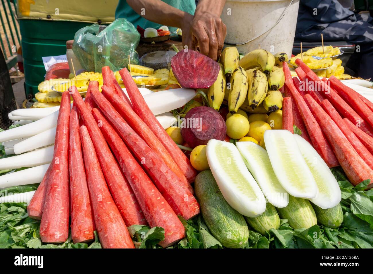 Fresh fruits and vegetables for sale at the Chandni Chowk (Moonlight