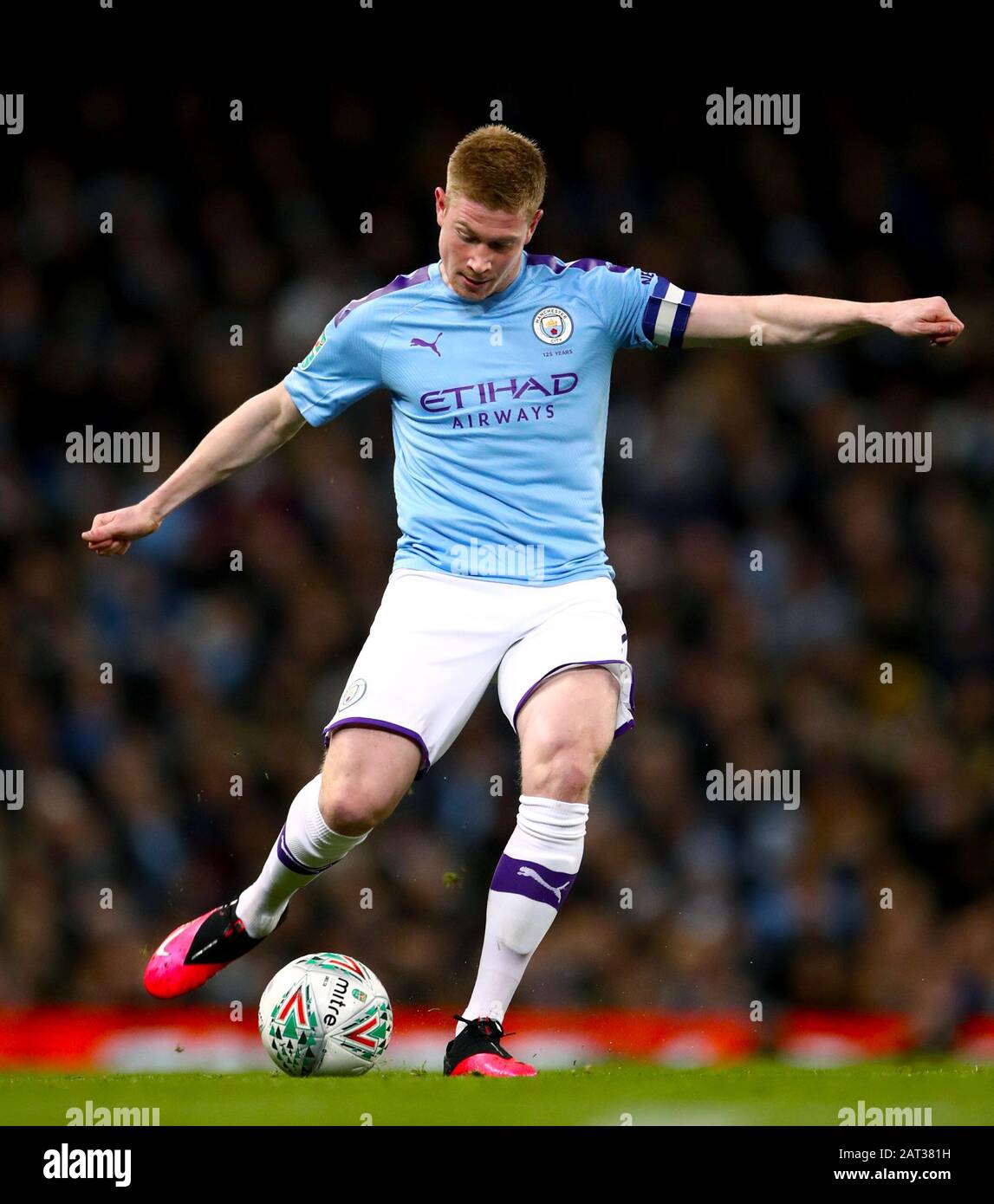 Manchester City's Kevin De Bruyne during the Carabao Cup Semi Final, second leg match at the Etihad Stadium, Manchester. Stock Photo