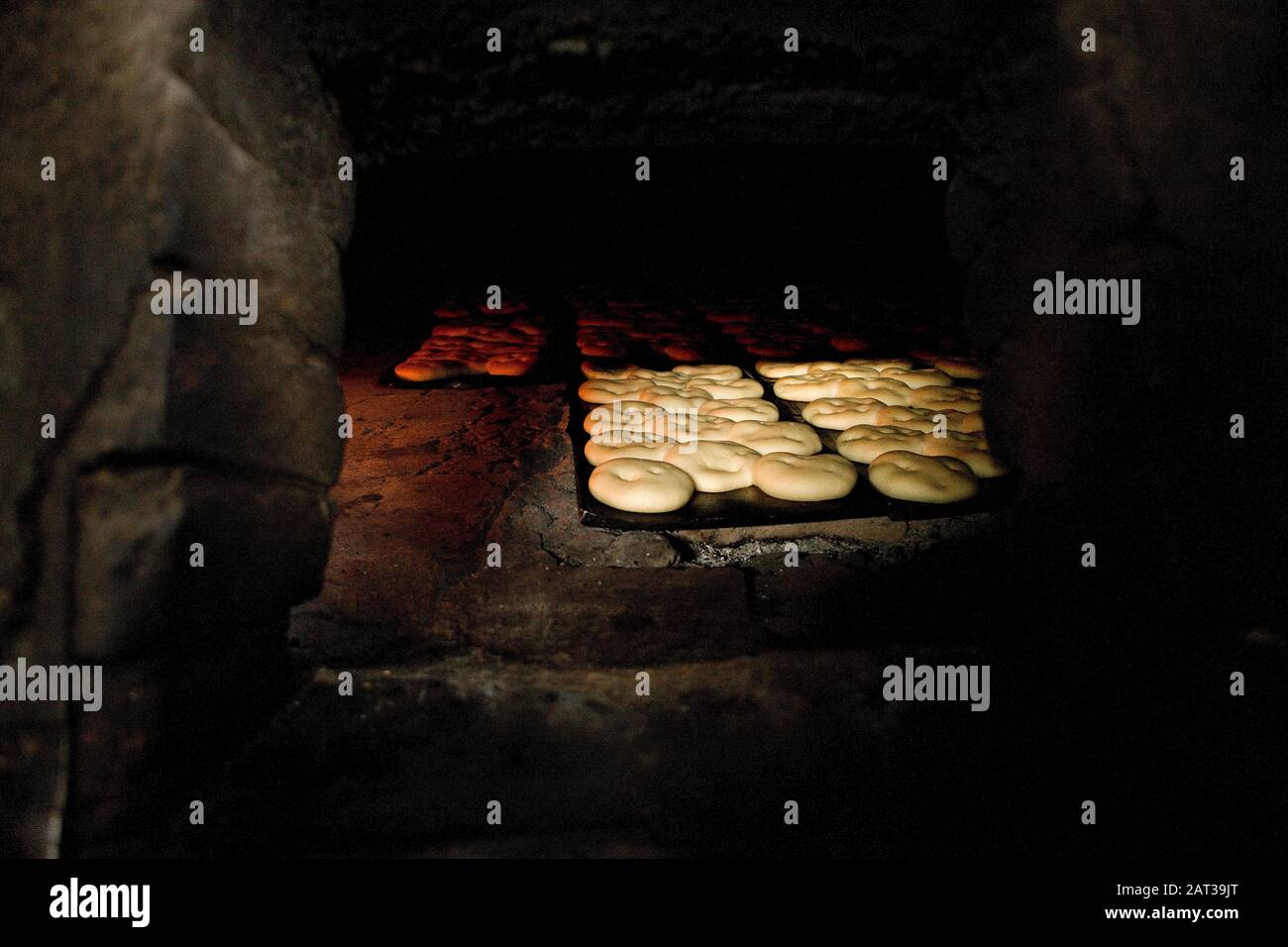 Traditional Bakery in Pilcopata Village, Bread in Baker's Oven, Peru Stock Photo