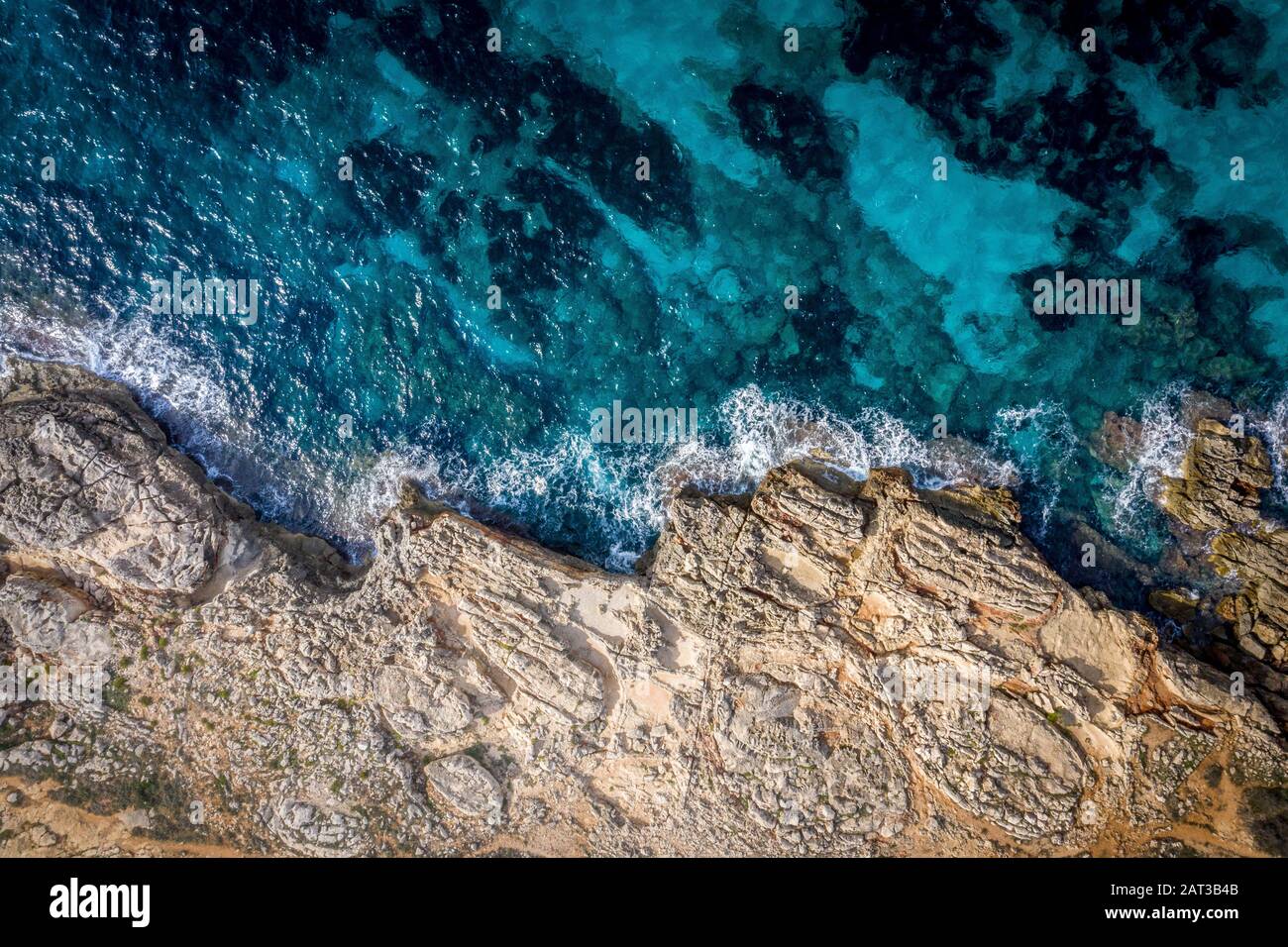 Aerial above the mediteranean coastline Stock Photo