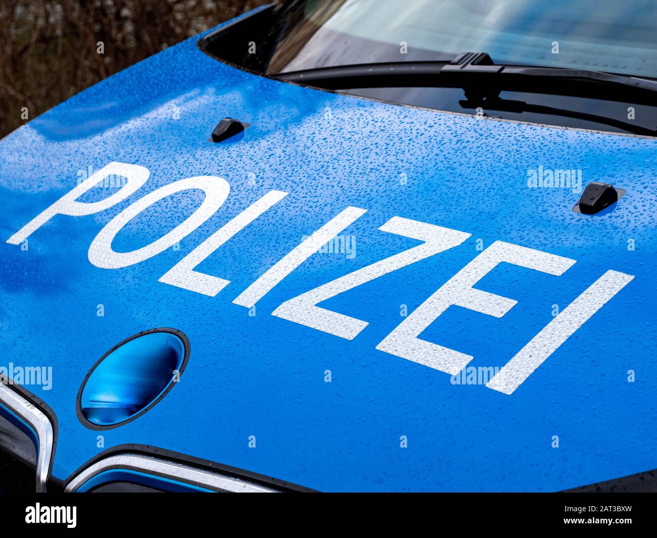 Lettering police in Germany background Stock Photo