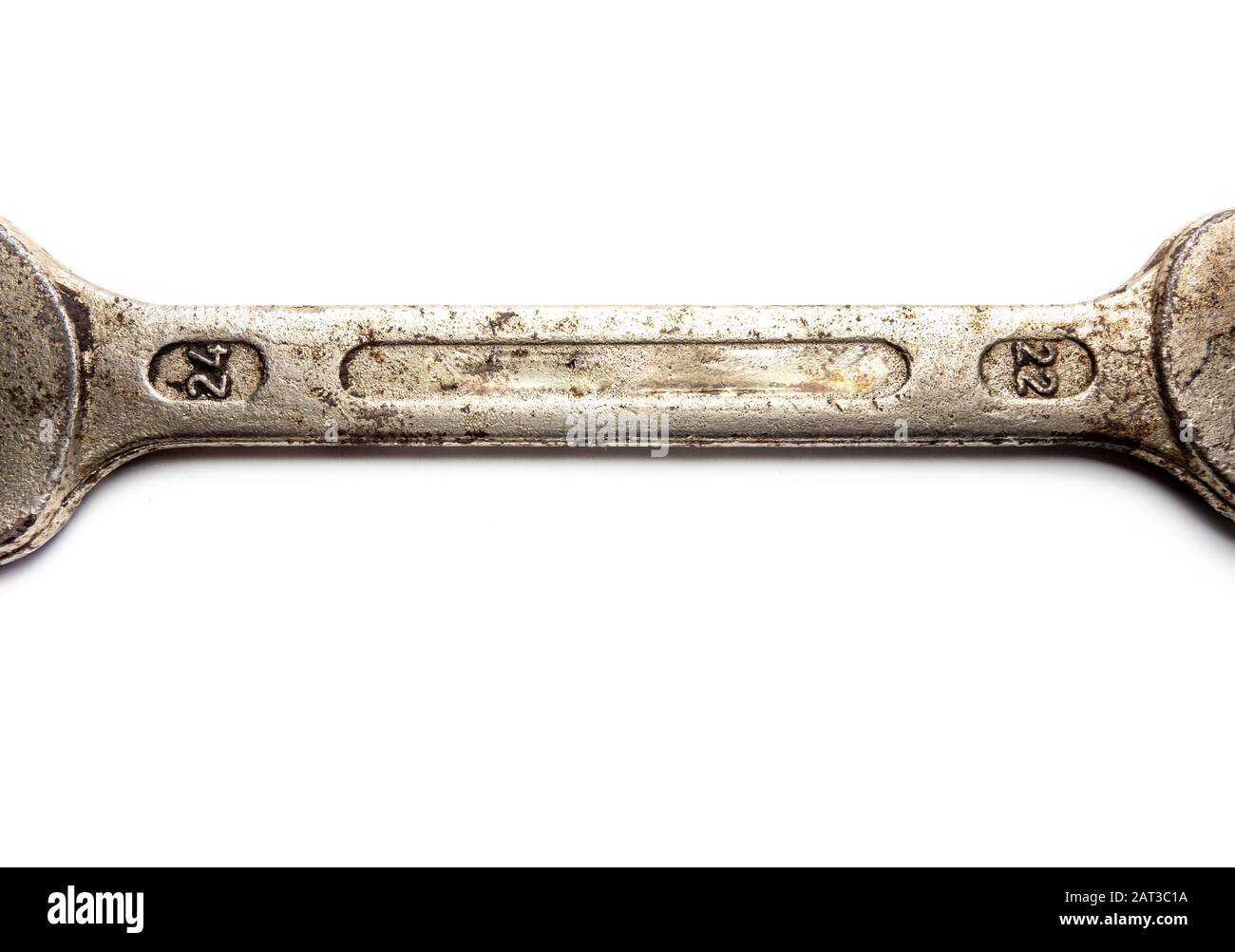 Rusty wrench isolated on white background Stock Photo