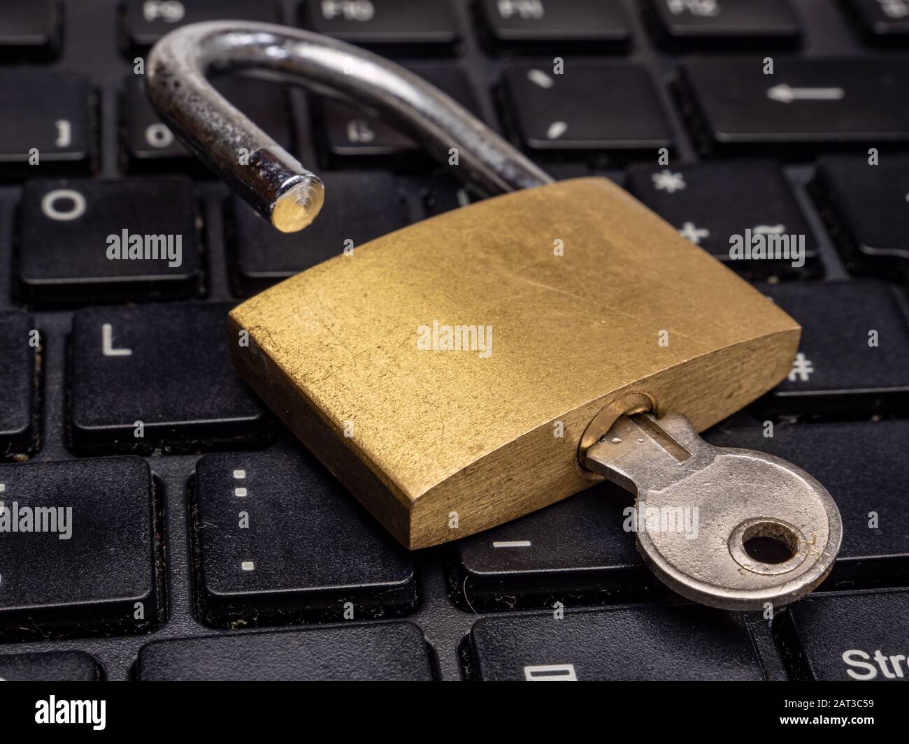 Padlock on keyboard Business background Stock Photo