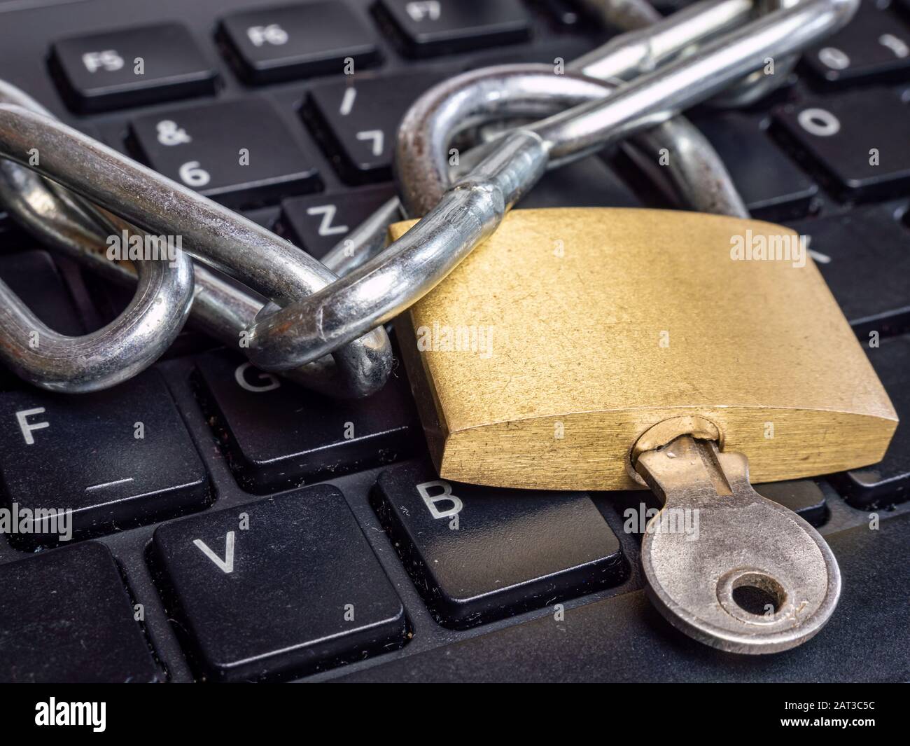 Padlock on keyboard Internet security Stock Photo