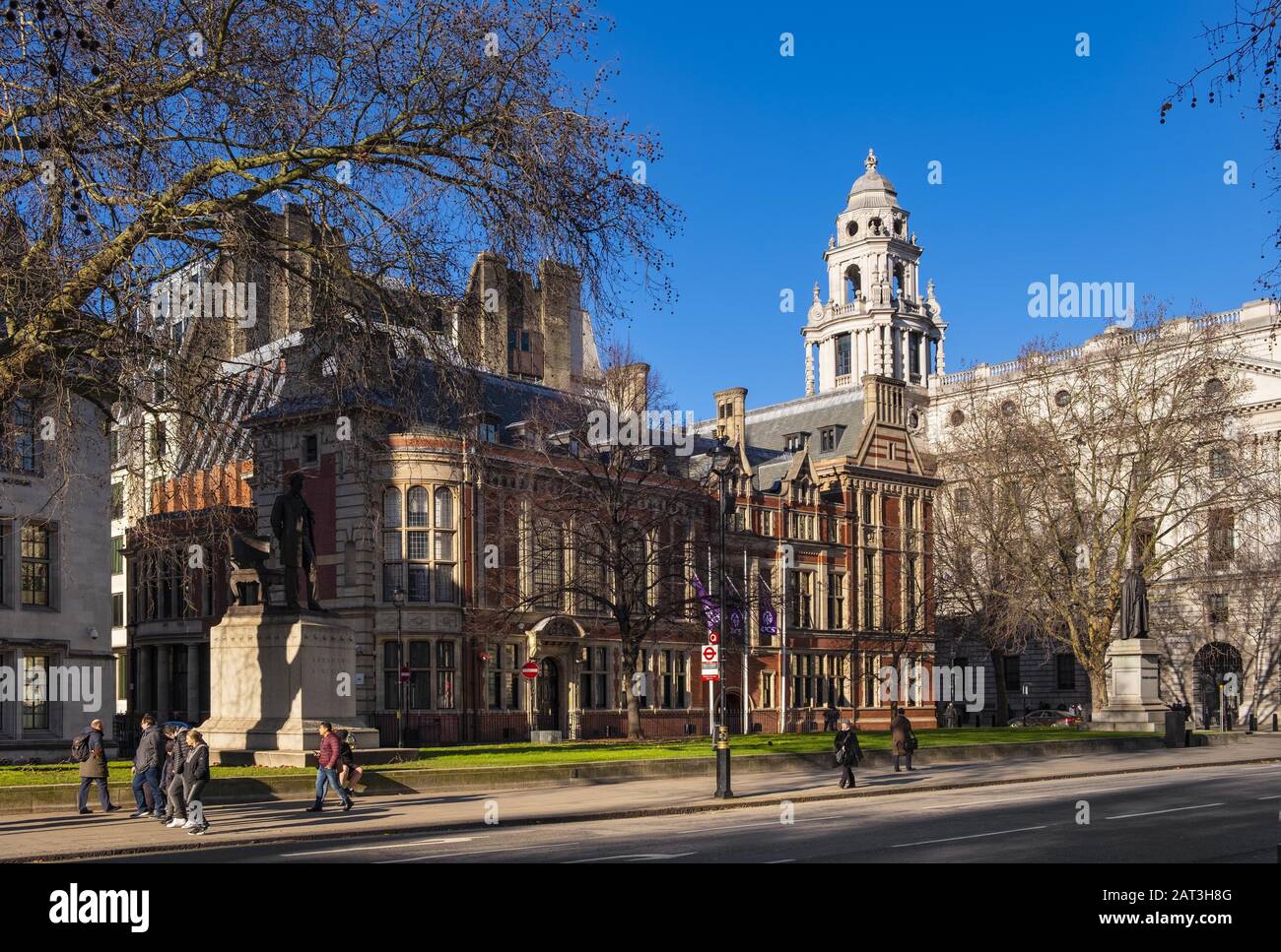 London, England / United Kingdom - 2019/01/28: Royal Institution of Chartered Surveyors - RICS - headquarters at the Parliament Square in the City of Westminster quarter of Central London Stock Photo