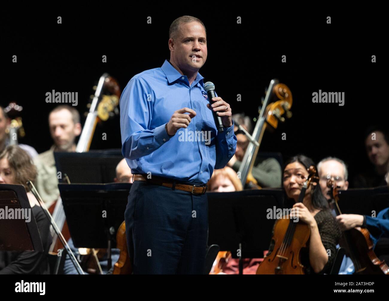 WASHINGTON DC, USA - 22 Jan 2020 - NASA Administrator Jim Bridenstine speaks prior to the National Symphony Orchestra’s performance of Gustav Holst’s Stock Photo