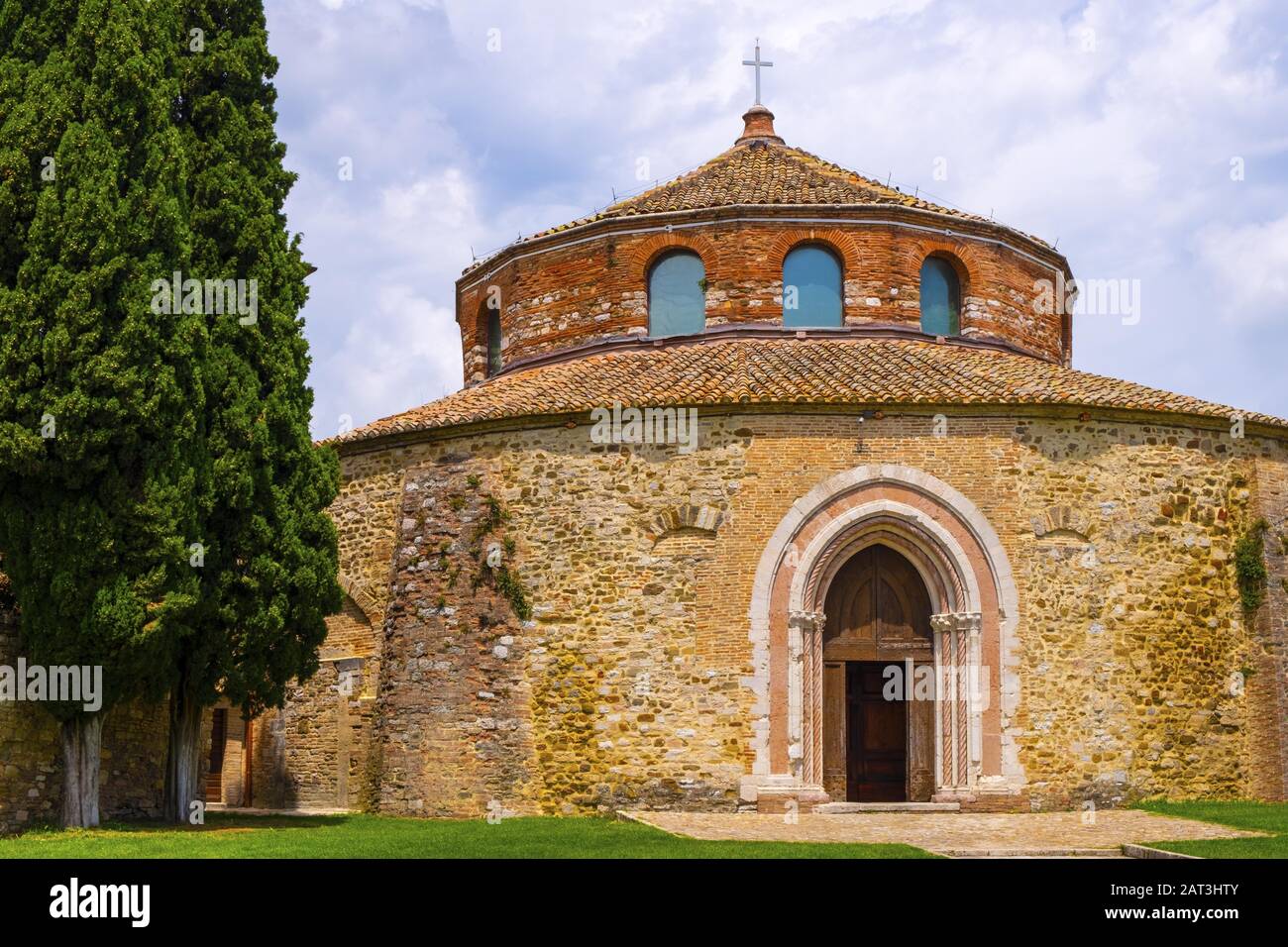 Perugia, Umbria / Italy - 2018/05/28: V century Early Christianity St. Michel Archangel Church - Chiesa di San Michele Arcangelo in Perugia historic quarter Stock Photo