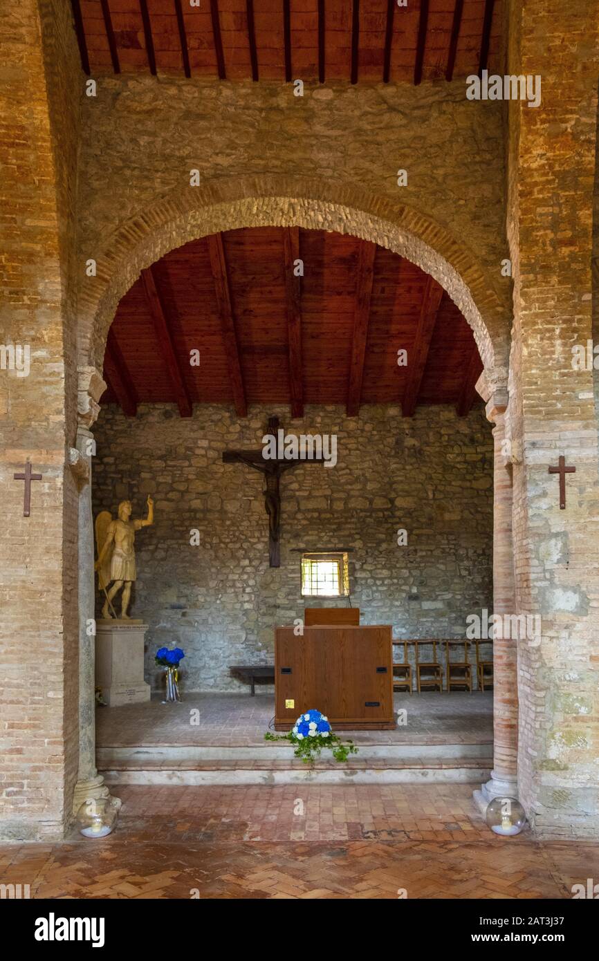 Perugia, Umbria / Italy - 2018/05/28: Interior of the V century Early Christianity St. Michel Archangel Church - Chiesa di San Michele Arcangelo in Perugia historic quarter Stock Photo