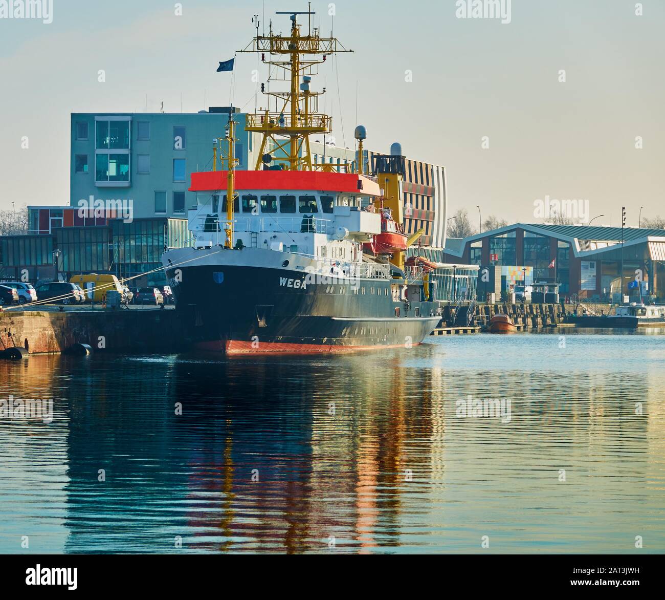 Bremerhaven, Germany, January 16., 2020: The Wega, a research vessel of the German Maritime Authority, for surveying and searching for wrecks in the B Stock Photo