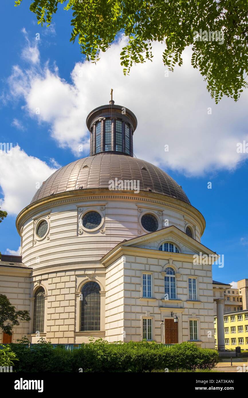 Warsaw, Mazovia / Poland - 2019/06/01: Holy Trinity Evangelical Church of the Augsburg Confession - known as Zug�â��s Protestant Church - at the Malachowskiego square in the Old Town quarter of Warsaw Stock Photo