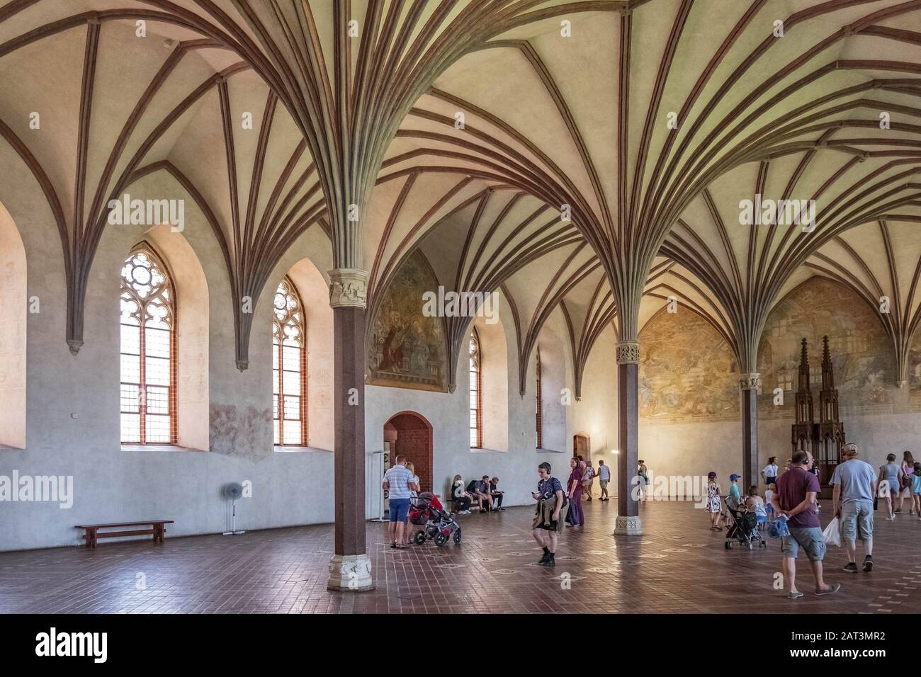 Malbork, Pomerania / Poland - 2019/08/24: Interior of the Grand Dining Chamber in the Middle Castle part of the Medieval Teutonic Order castle and monastery in Malbork, Poland Stock Photo