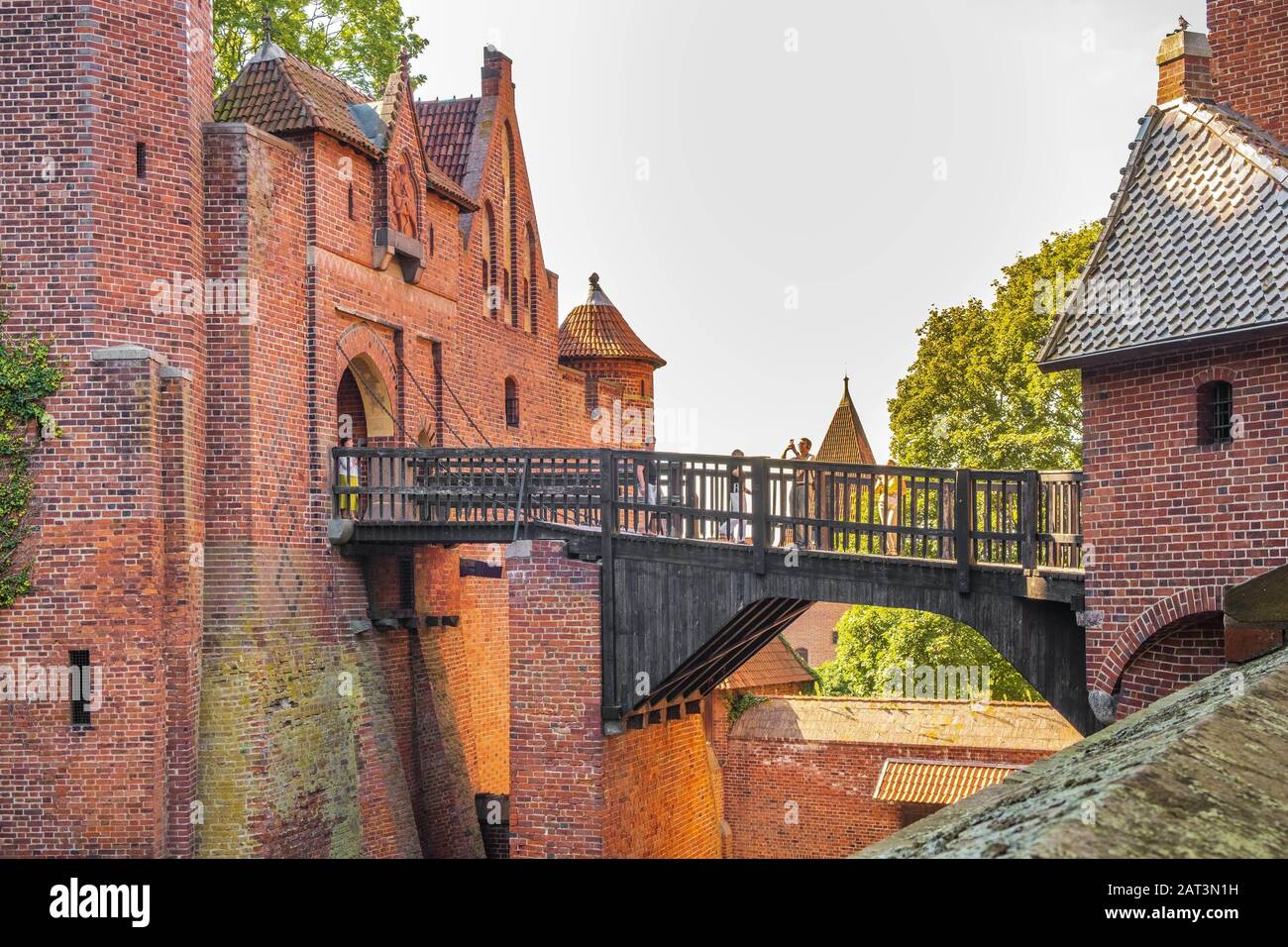 Malbork, Pomerania / Poland - 2019/08/24: High Castle fortress defense walls and fortifications of the Medieval Teutonic Order Castle in Malbork, Poland Stock Photo