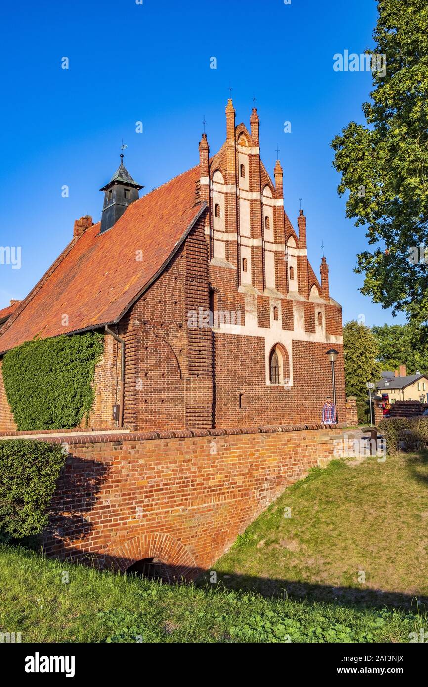 Malbork, Pomerania / Poland - 2019/08/24: Exterior of the gothic St. Lawrence Church within the medieval Teutonic Order Castle in Malbork, Poland Stock Photo