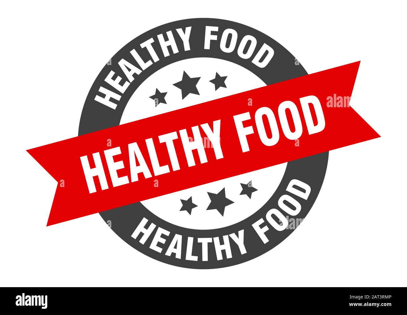 healthy food sign. healthy food round ribbon sticker. healthy food tag ...