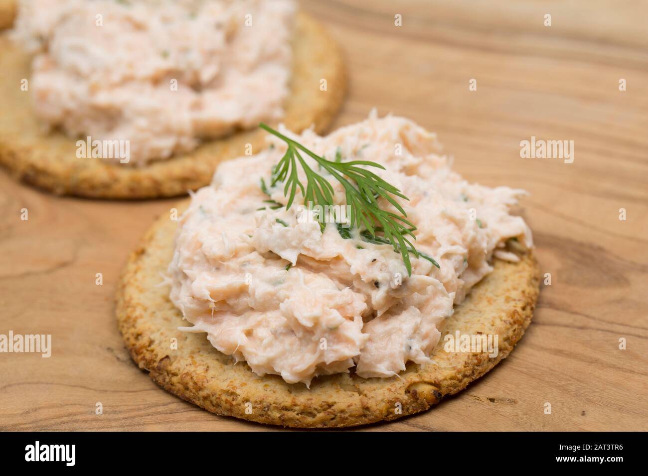 Mousse made from rainbow trout, Oncorhynchus mykiss, that were caught from a stocked reservoir using fly fishing tackle. Dorset England UK GB Stock Photo