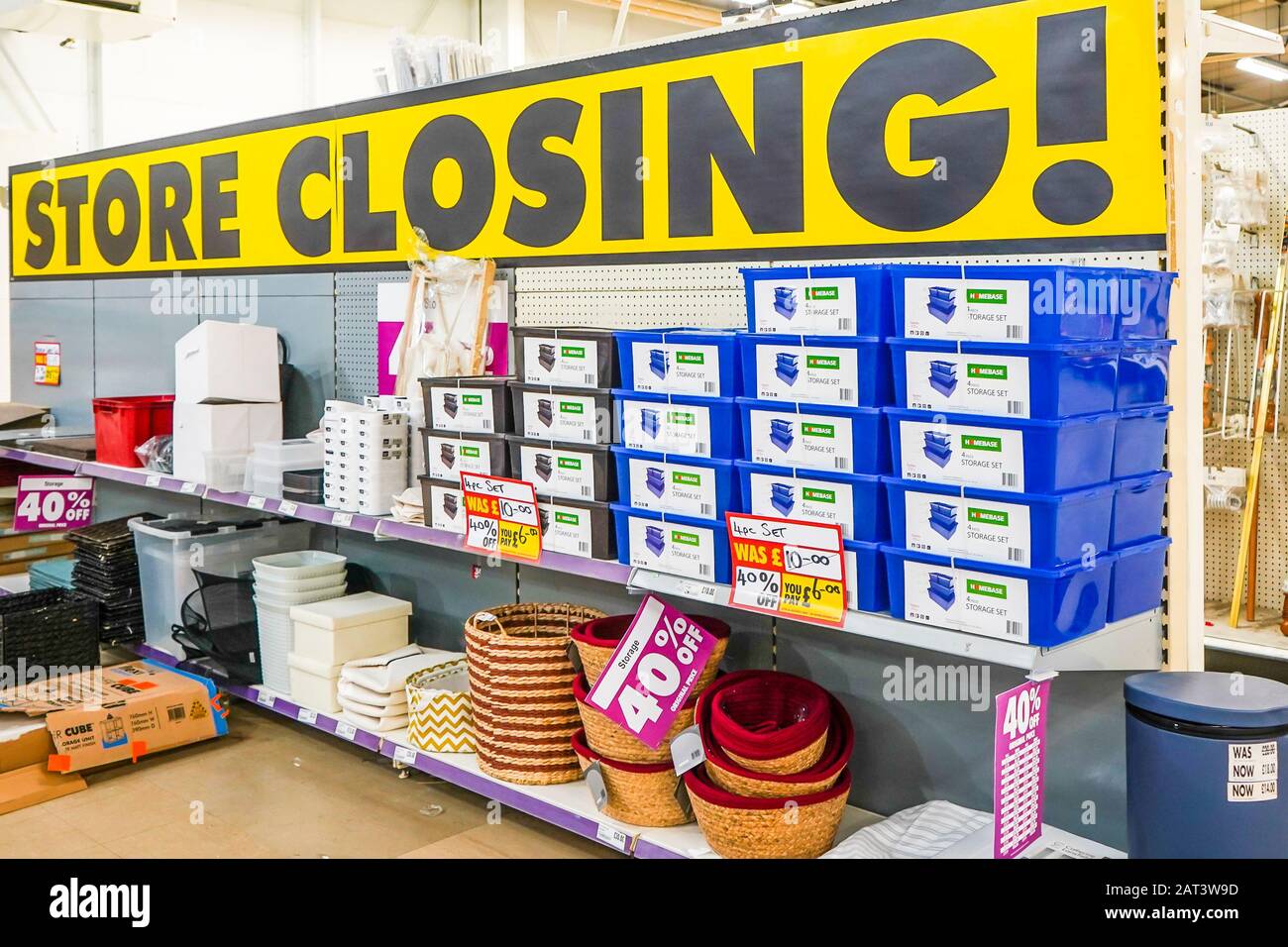 Kidderminster, UK. 10th December, 2019. Kidderminster Homebase store sadly heads towards its last day of trading with the loss of 23 jobs at the site. Despite being given a stay of execution back in April 2018 when 42 other stores were listed for closure as part of the company's Company Voluntary Agreement (CVA) insolvency procedure, the struggling DIY chain confirmed that the Kidderminster branch would be closing its doors for the final time on 20th December - due to unsustainable rental costs and declining sales/profits. Credit: Lee Hudson Stock Photo