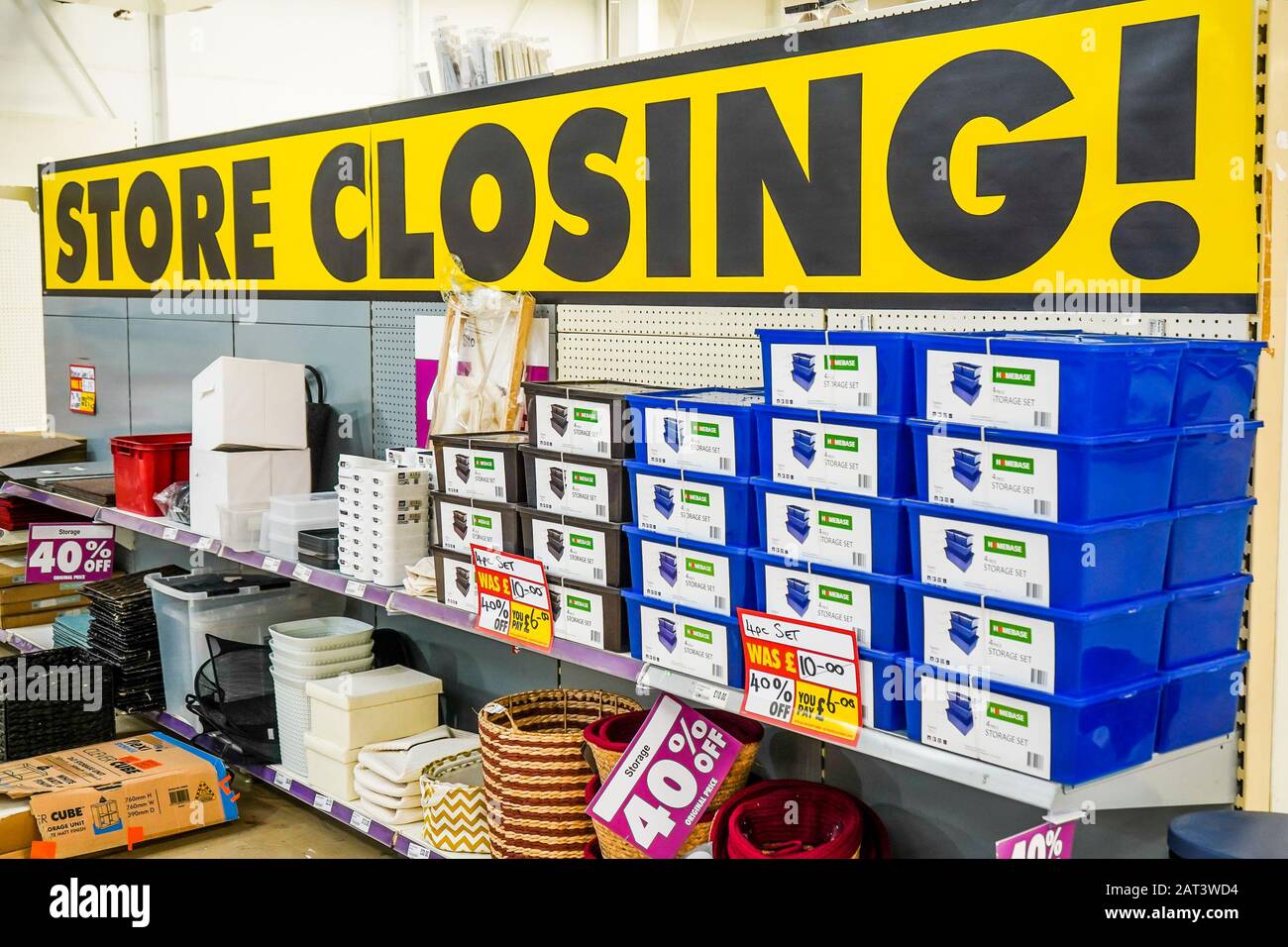 Kidderminster, UK. 10th December, 2019. Kidderminster Homebase store sadly heads towards its last day of trading with the loss of 23 jobs at the site. Despite being given a stay of execution back in April 2018 when 42 other stores were listed for closure as part of the company's Company Voluntary Agreement (CVA) insolvency procedure, the struggling DIY chain confirmed that the Kidderminster branch would be closing its doors for the final time on 20th December - due to unsustainable rental costs and declining sales/profits. Credit: Lee Hudson Stock Photo