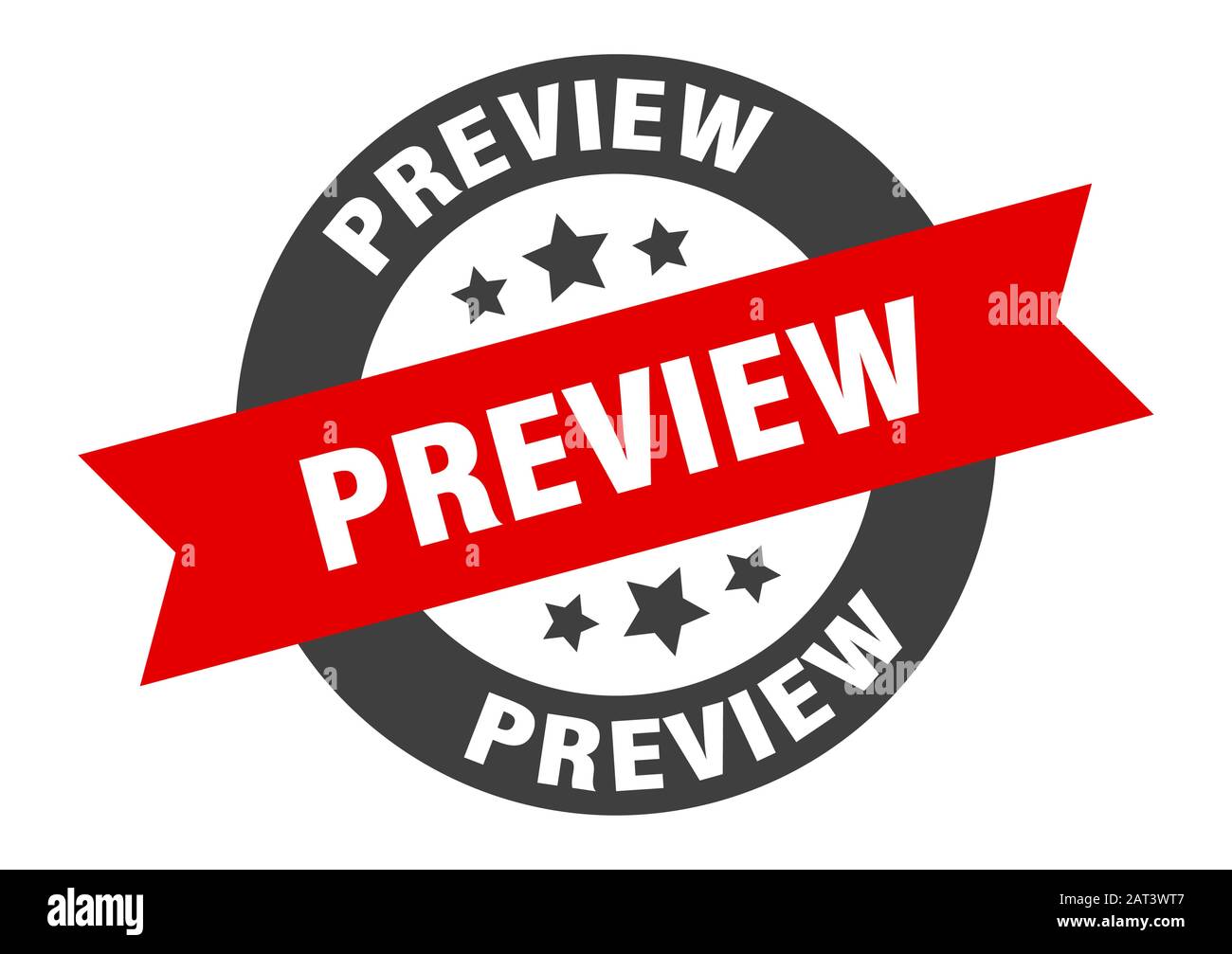 preview sign. preview round ribbon sticker. preview tag Stock Vector