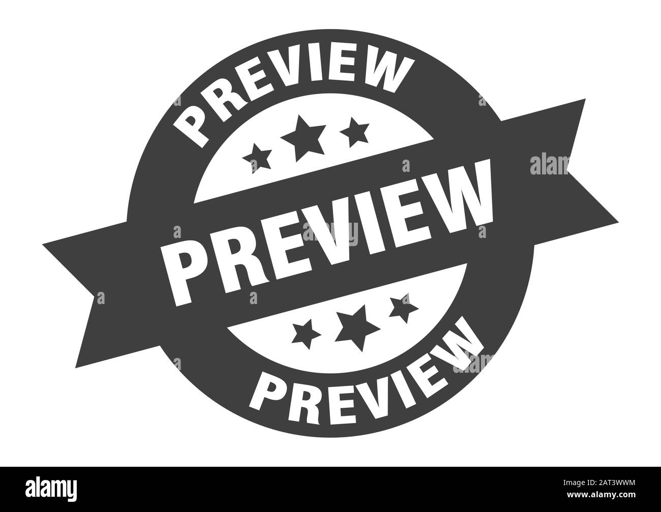 preview sign. preview round ribbon sticker. preview tag Stock Vector