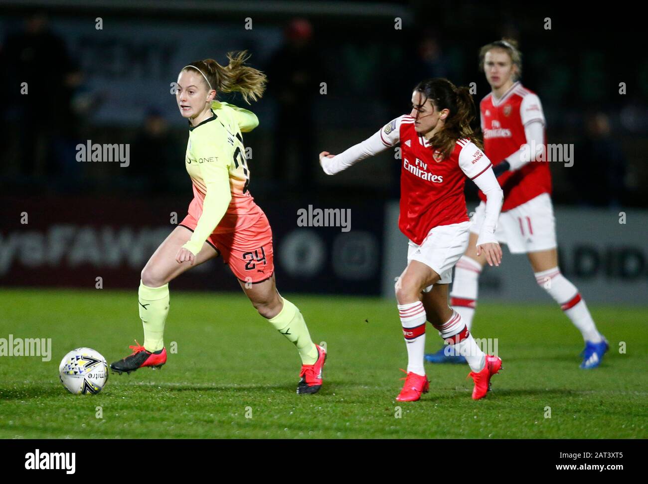 BOREHAMWOOD, ENGLAND - JANUARY 29: Keira Walsh of Manchester City WFC during Continental Cup Semi-Final match between Arsenal Women and Manchester Cit Stock Photo