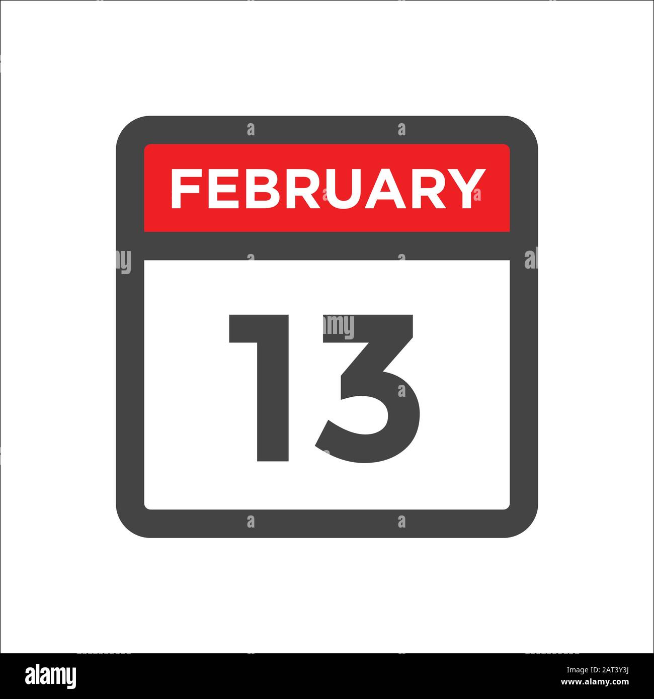 February 13 calendar icon with day and month Stock Vector Image & Art
