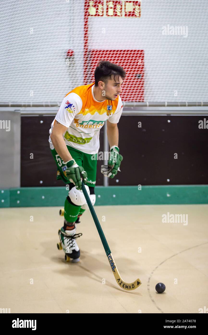Roller hockey player David Paris Ruiz in action during the match. Selective  focus Stock Photo - Alamy