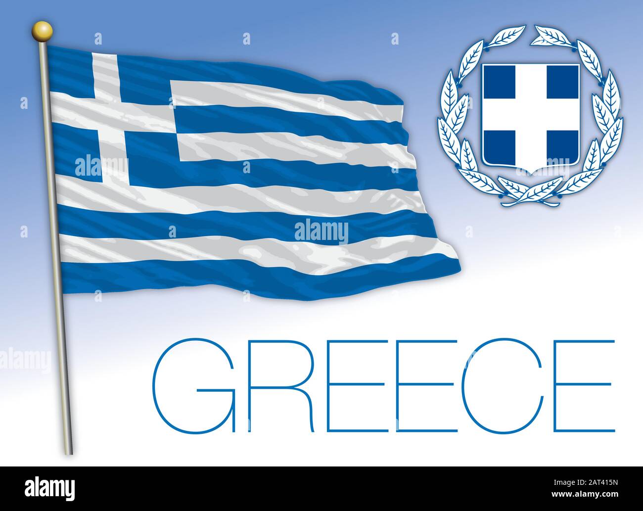 Greece official national flag and coat of arms, European Union, vector illustration Stock Vector
