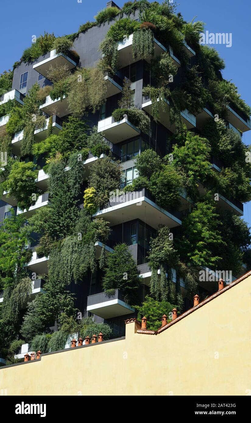 Bosco Verticale, Vertical Forest is a pair of residential towers designed by Boeri Studio in the Porta Nuova district, Bosco Verticale won the Interna Stock Photo