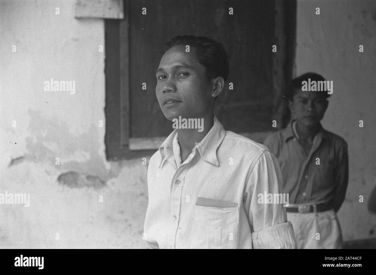 Passport Photos VII  [Indonesian or Indian young man in white shirt] Date: 1947 Location: Indonesia, Dutch East Indies Stock Photo