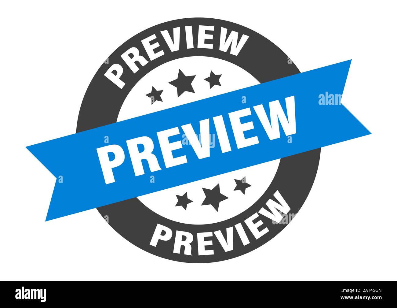 preview sign. preview round ribbon sticker. preview tag Stock Vector