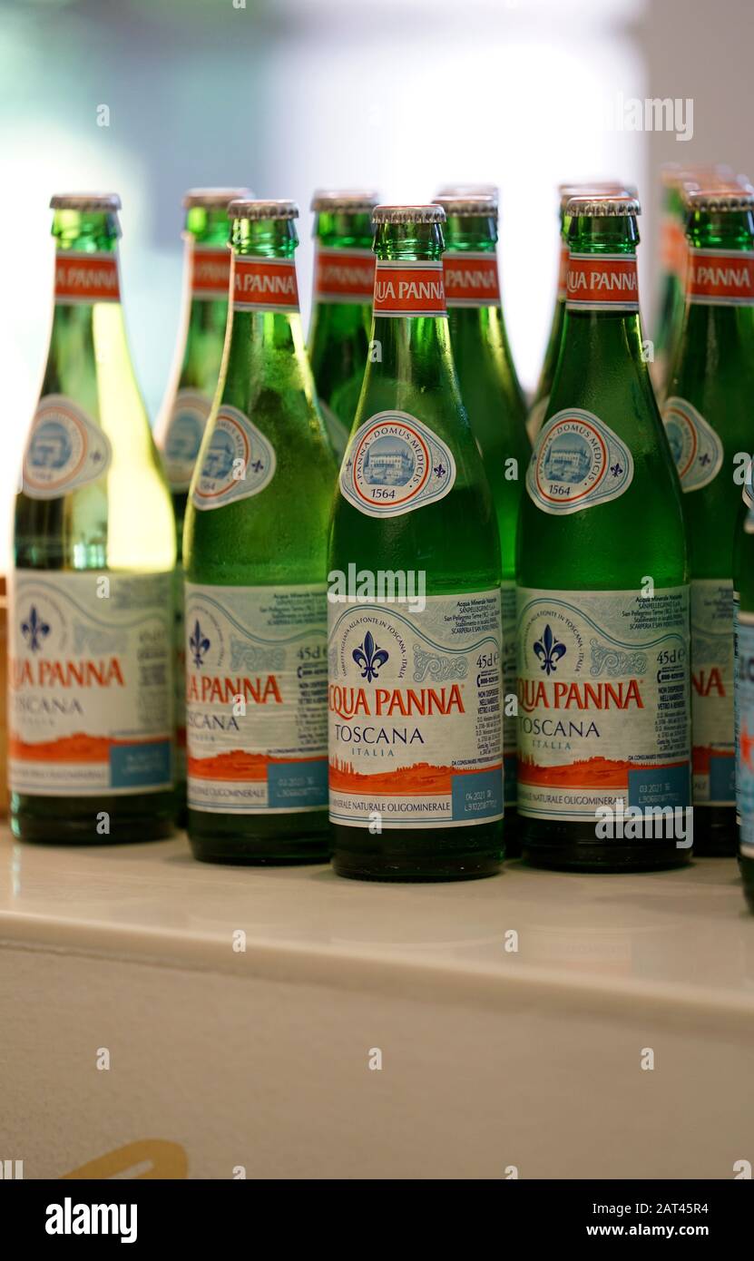 Bottle Of Acqua Panna Tuscany Mineral Water Italy Europe Stock Photo Alamy