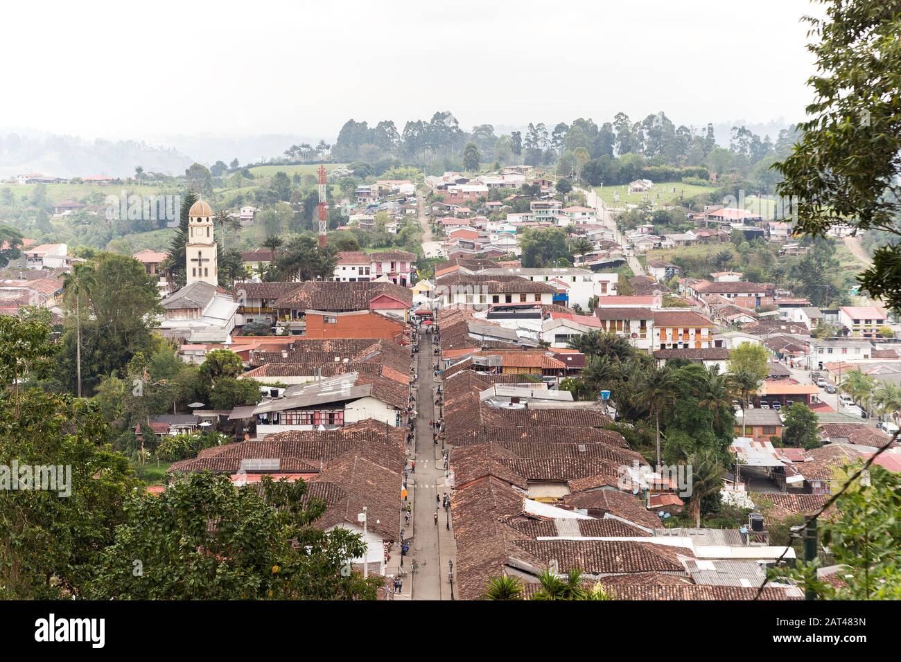Sceneries of Lookout of Salento “Alto de la Cruz” in Quindío, Colombia. Stock Photo