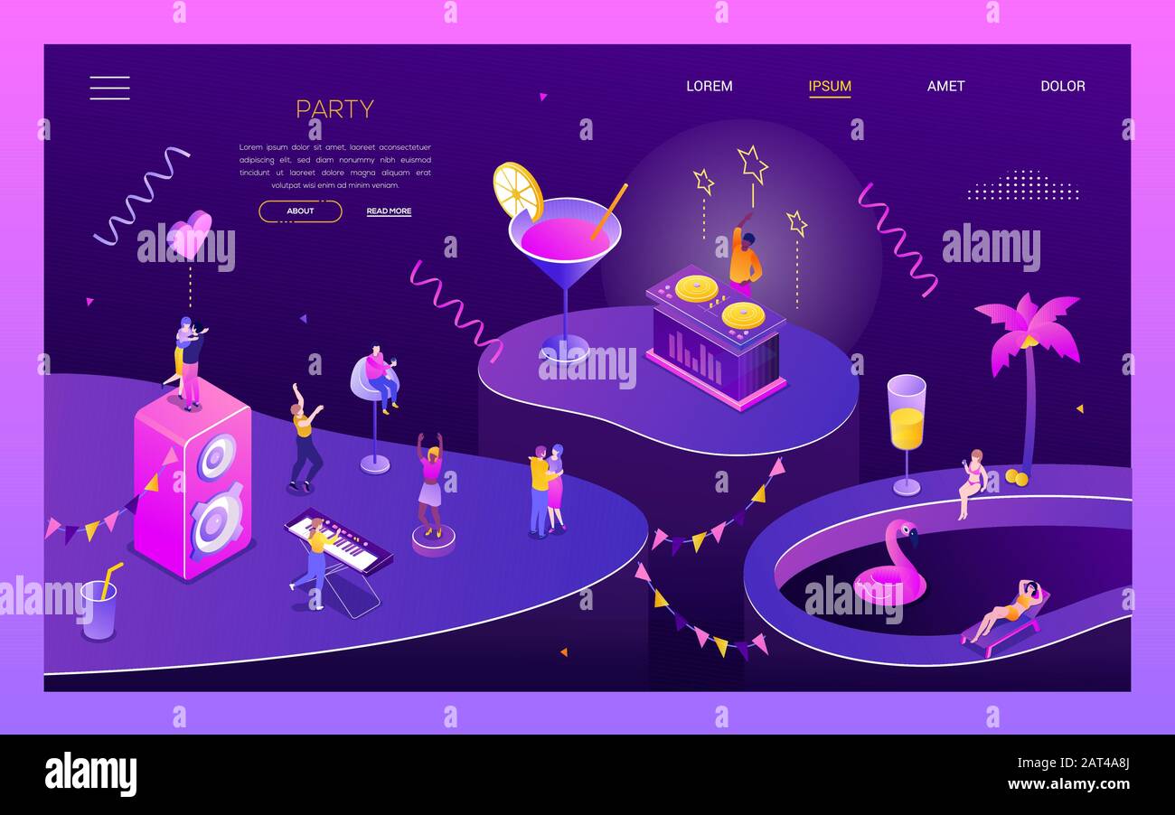 Party and celebration - modern isometric vector web banner Stock Vector