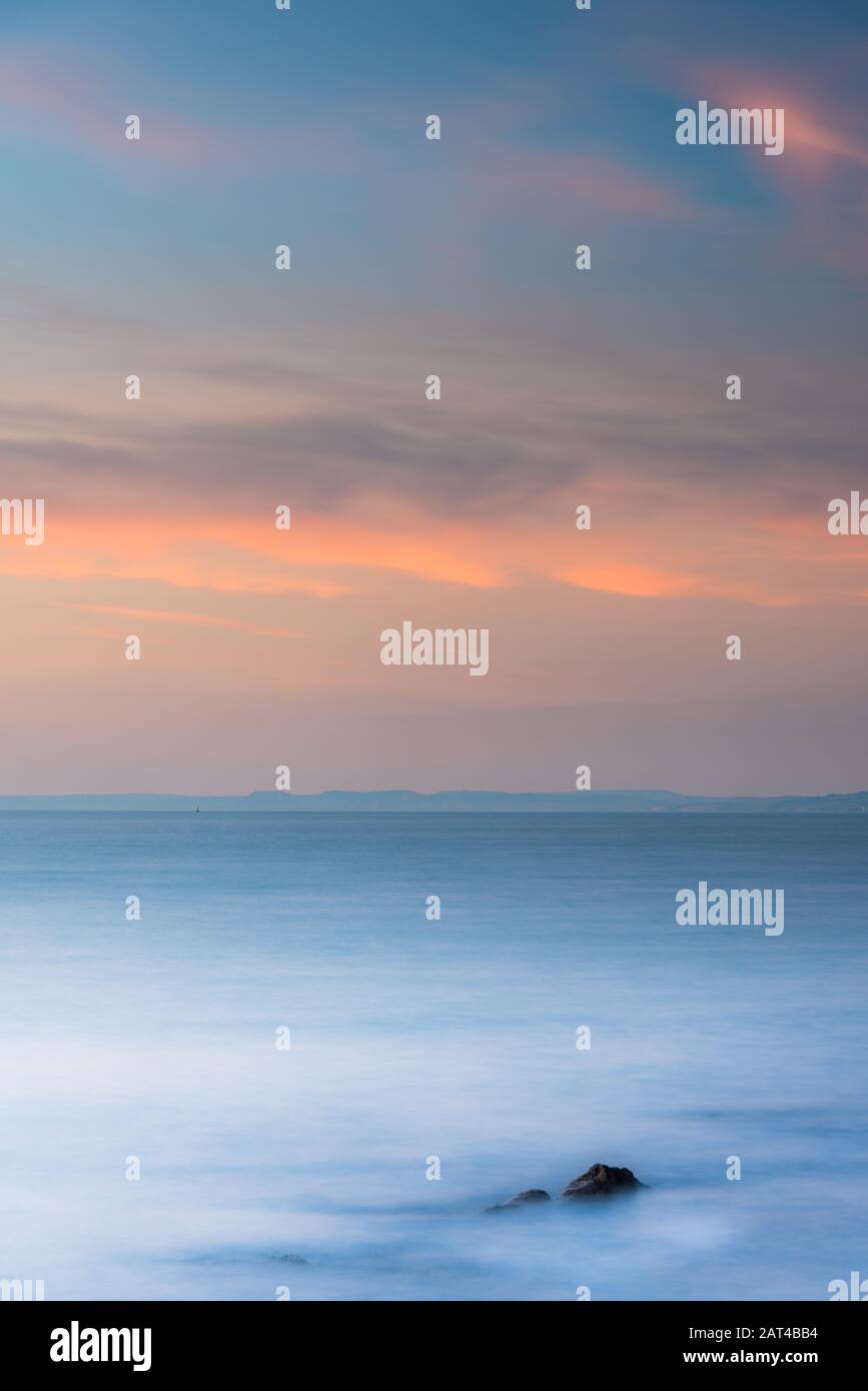 Lyme Bay pastel sunset Stock Photo