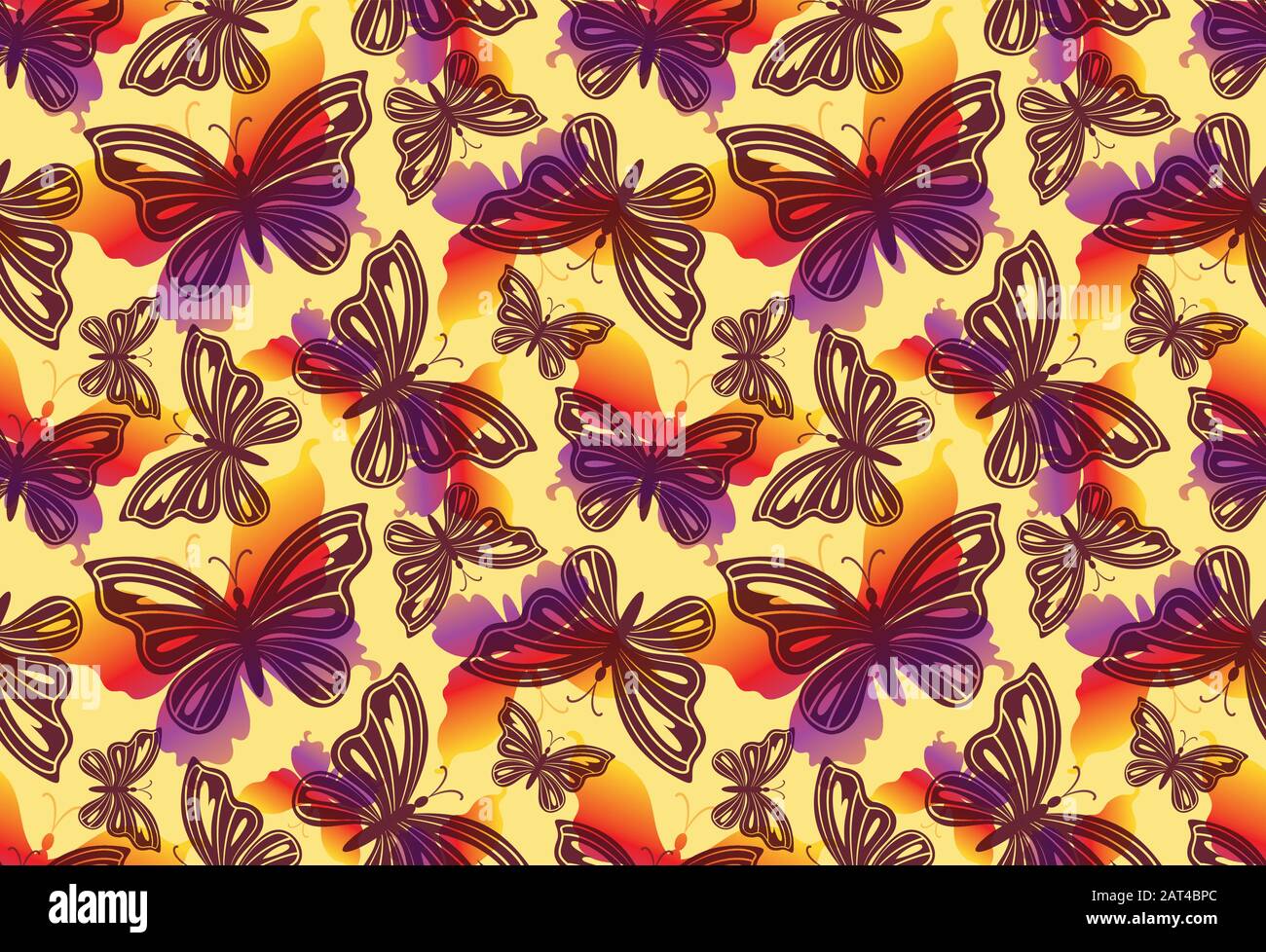 Butterflies, Seamless Pattern Stock Vector