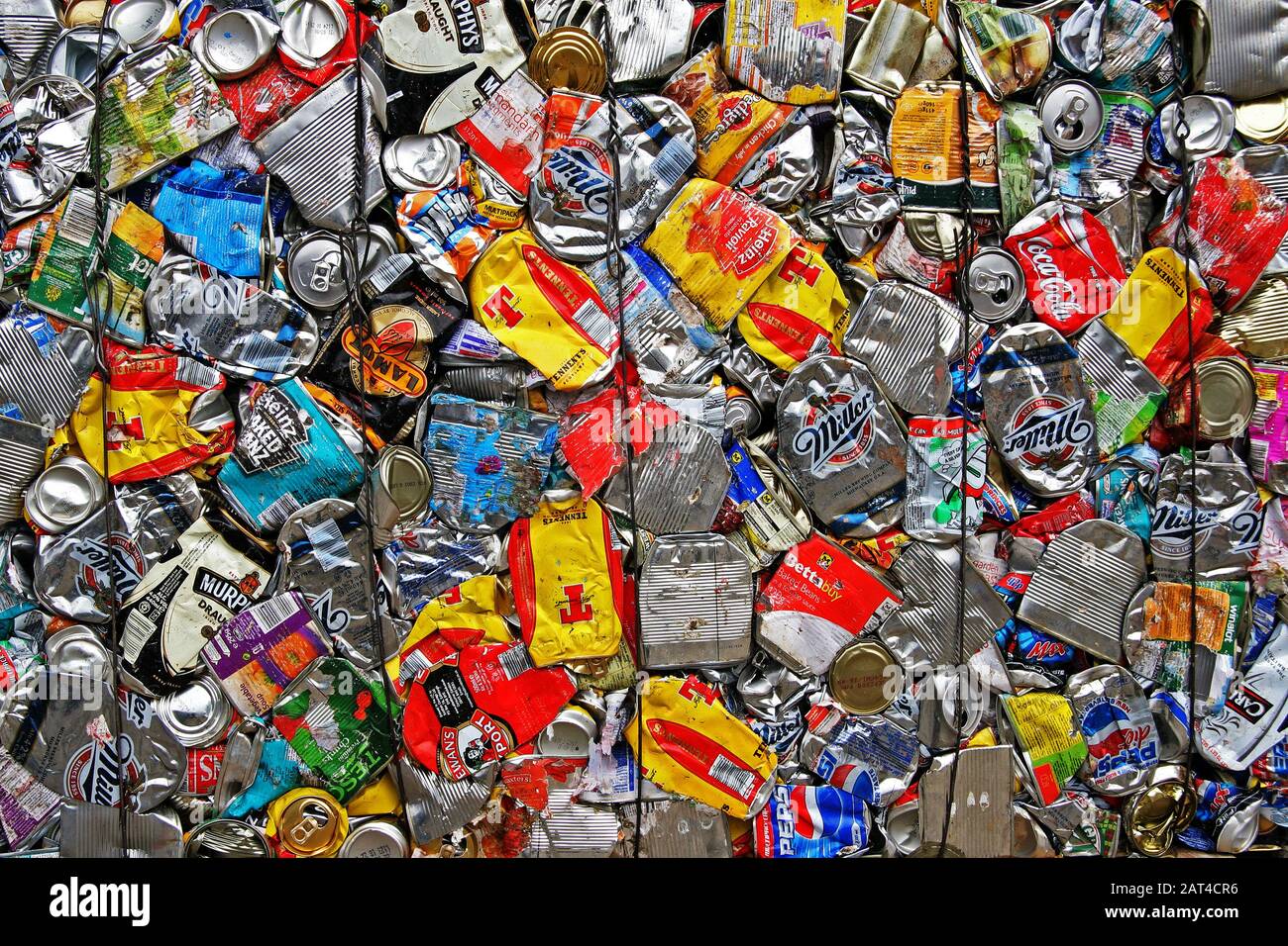 Crushed cans in refuse recycling plant Stock Photo Alamy