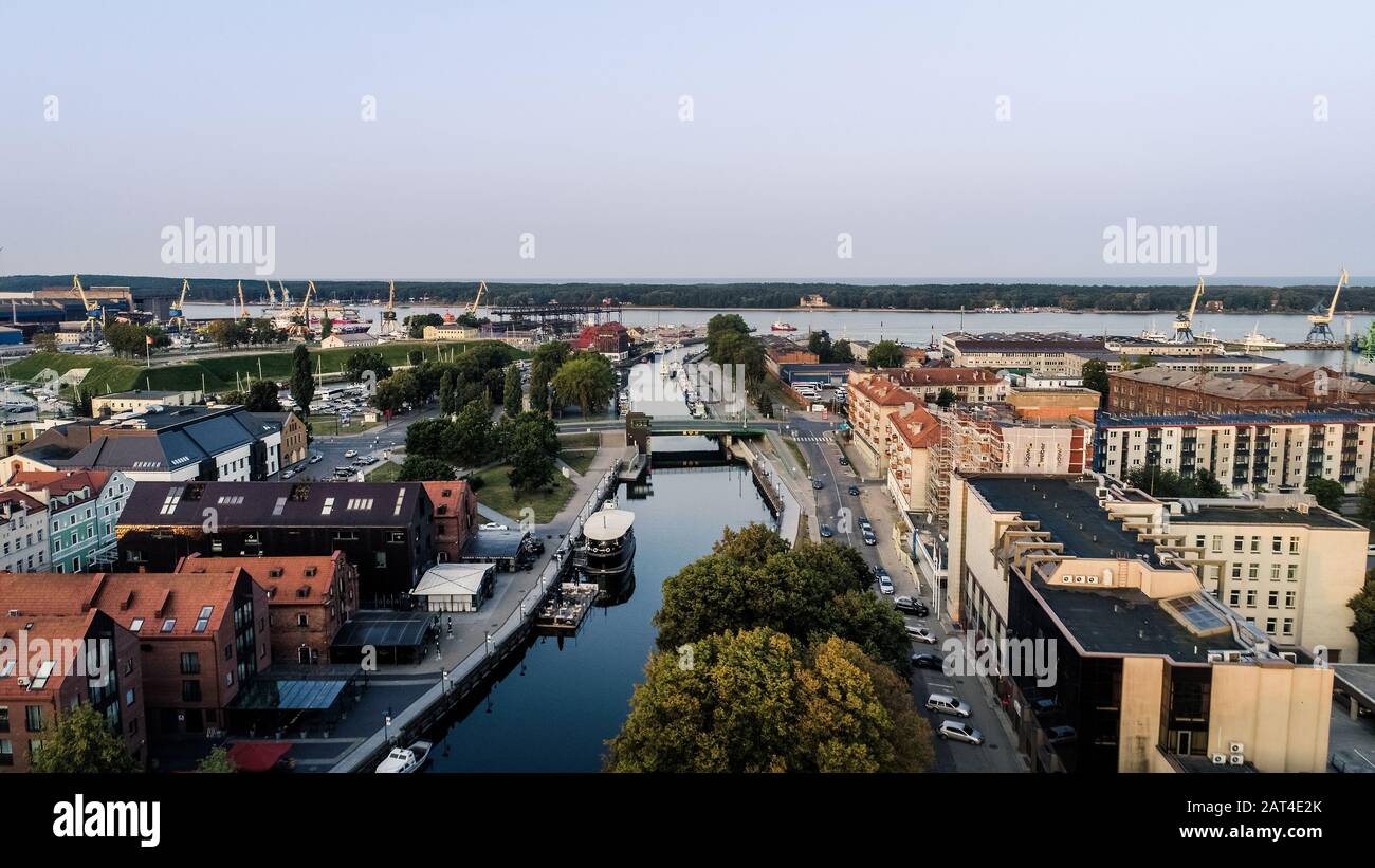 Klaipeda city and Port of Klaipeda from the drone perspective Stock Photo