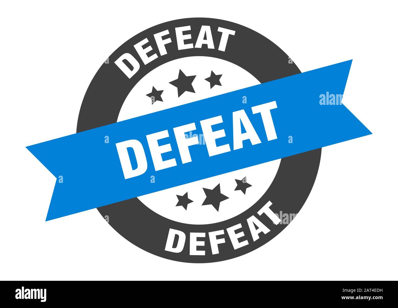 defeat sign defeat round ribbon sticker defeat tag Stock Vector Image
