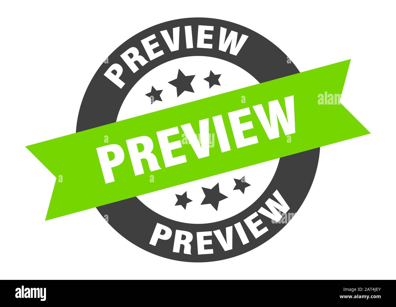 preview sign. preview round ribbon sticker. preview tag Stock Vector