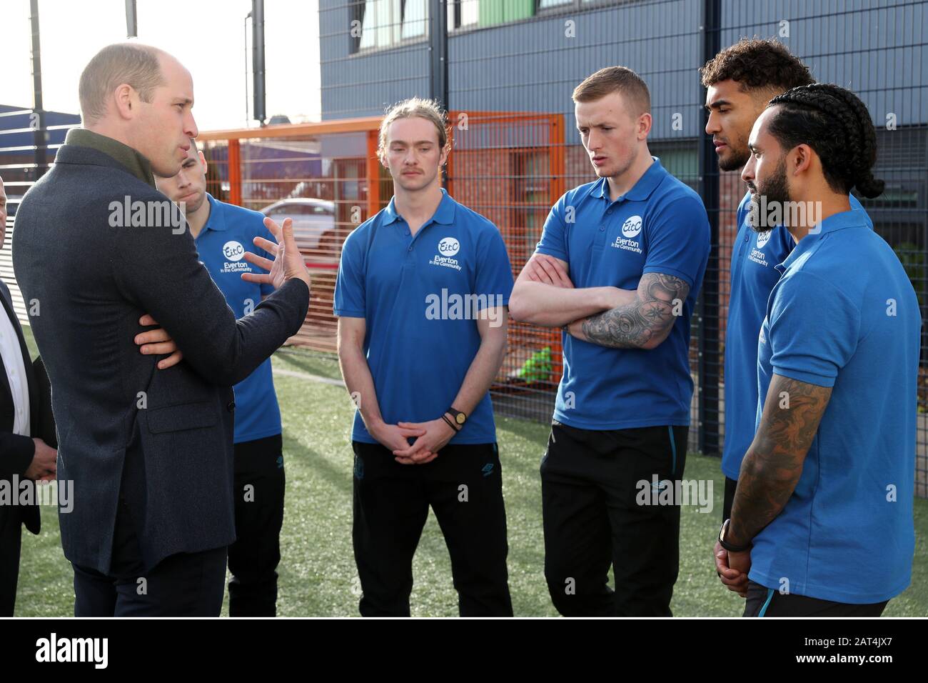 The Duke of Cambridge talks with players left to right: Seamus Coleman