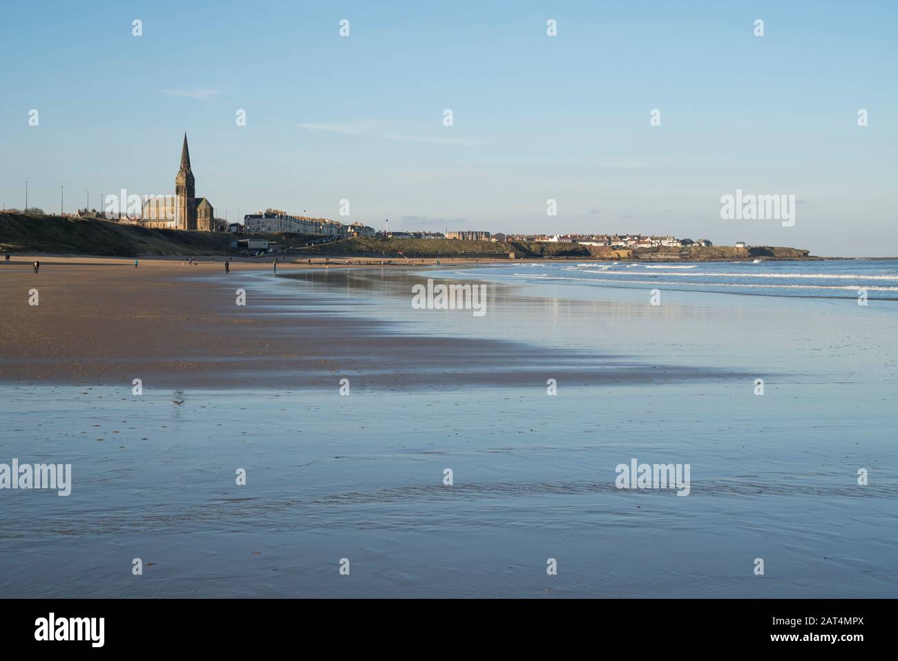 The long Beach at Cullercoats, Tynemouth, Northumberland. Stock Photo