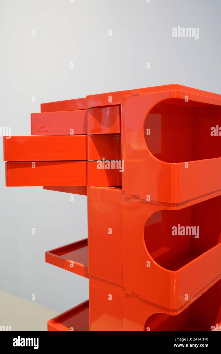 Joe Colombo, Boby Trolley 1971, The Triennale collection of Italian design objects, The Triennale di Milano museum hosted inside the Palazzo dell'Arte Stock Photo