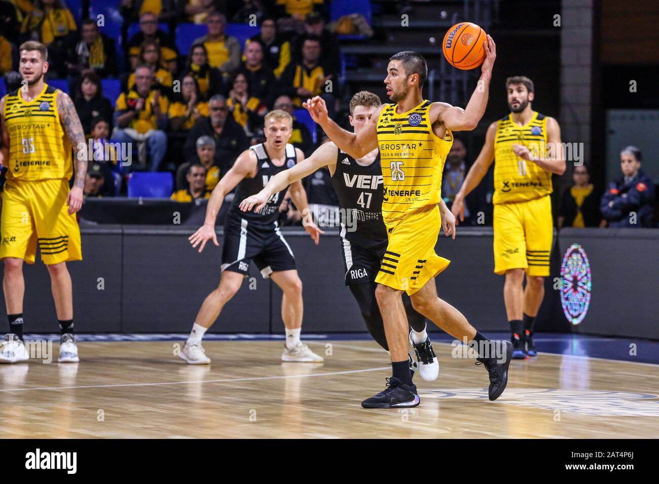 alex lopez (iberostar tenerife) in action during Iberostar Tenerife vs Vef  Riga, Tenerife, Italy, 28 Jan 2020, Basketball Basketball Champions League  Stock Photo - Alamy