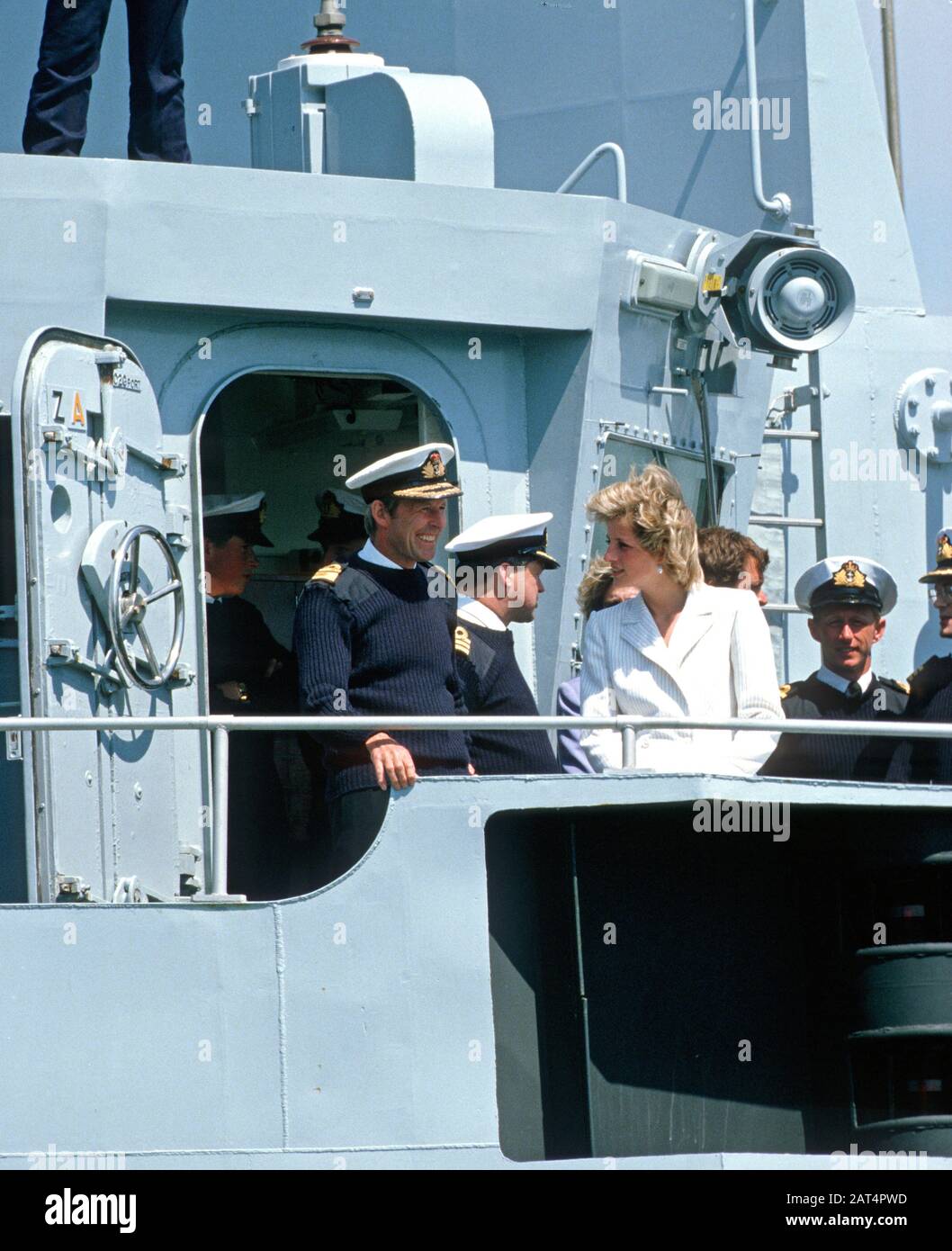 HRH Princess Diana aboard HMS Beaver, Portsmouth, England June 1985 Stock Photo