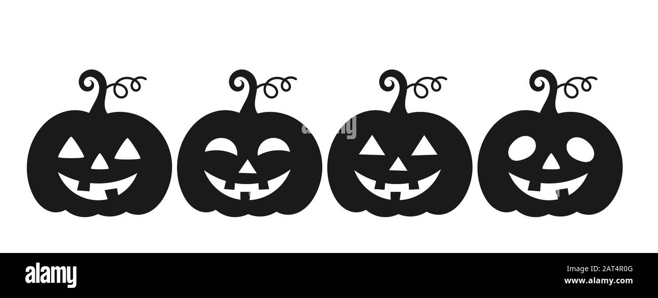 Halloween pumpkin Jack O Lantern icons collection. Vector illustration ...