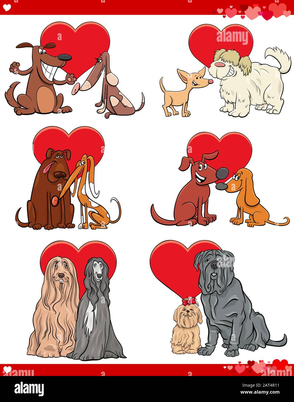 Cartoon Illustration of Valentines Day Dogs Animal Couples in Love Comic Set Stock Vector Image ...