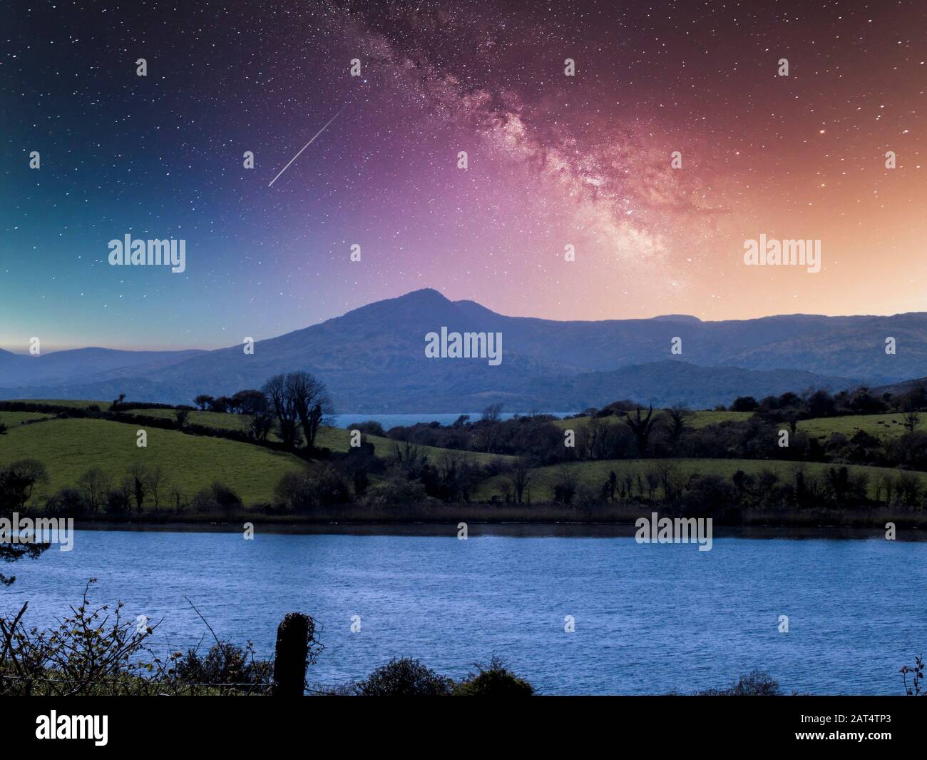 Mountains under the starry sky Stock Photo Alamy