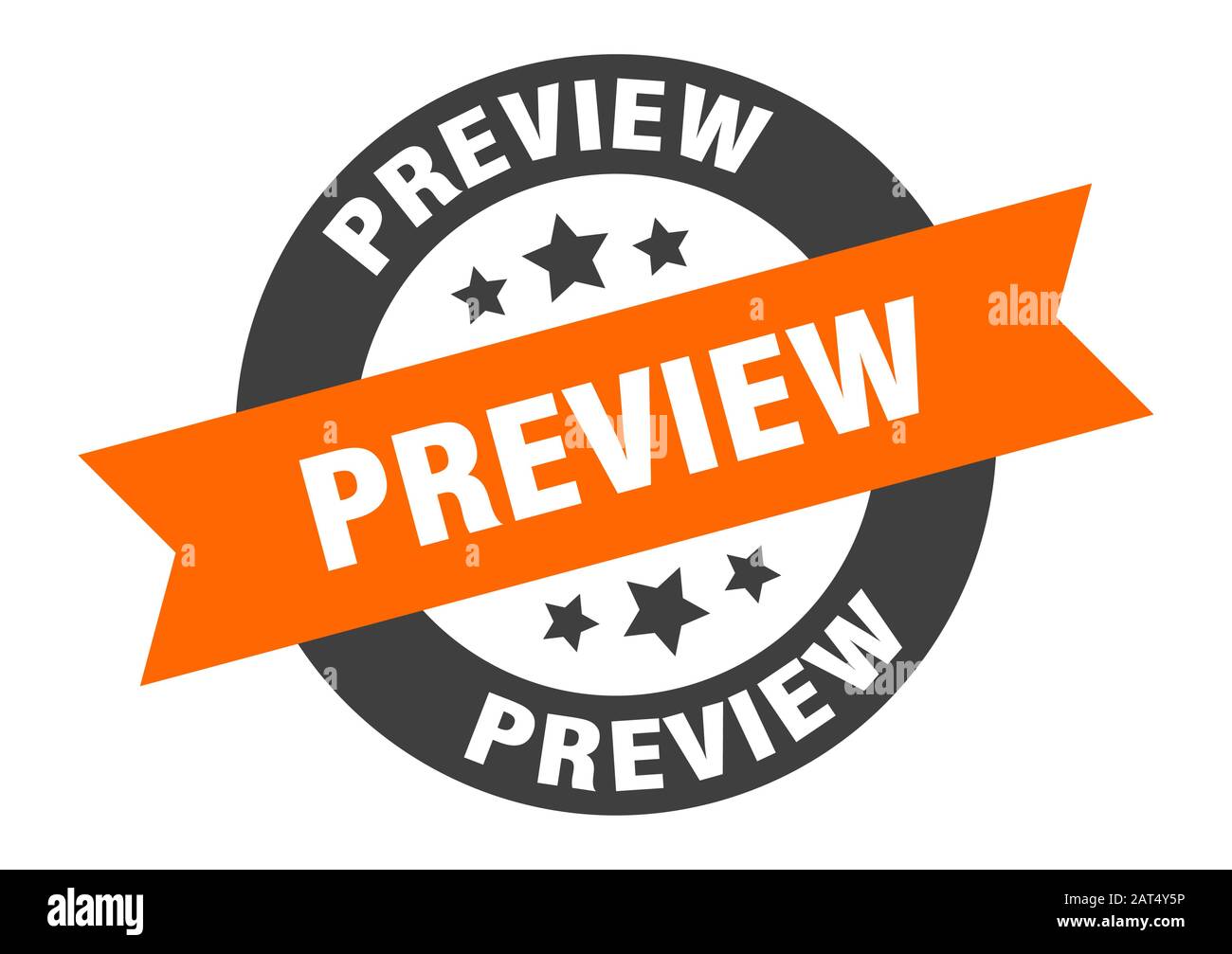 preview sign. preview round ribbon sticker. preview tag Stock Vector