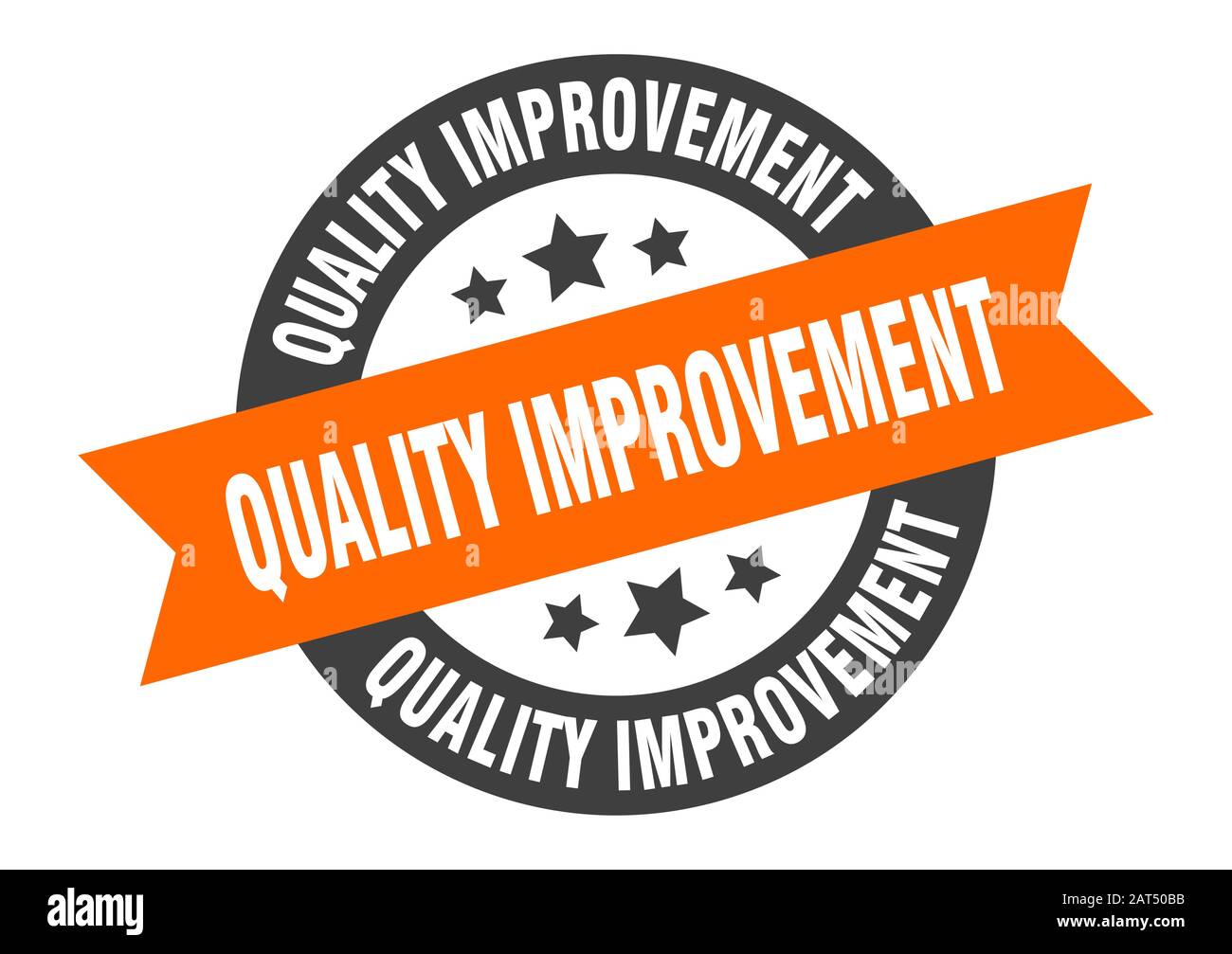quality improvement sign. quality improvement round ribbon sticker ...