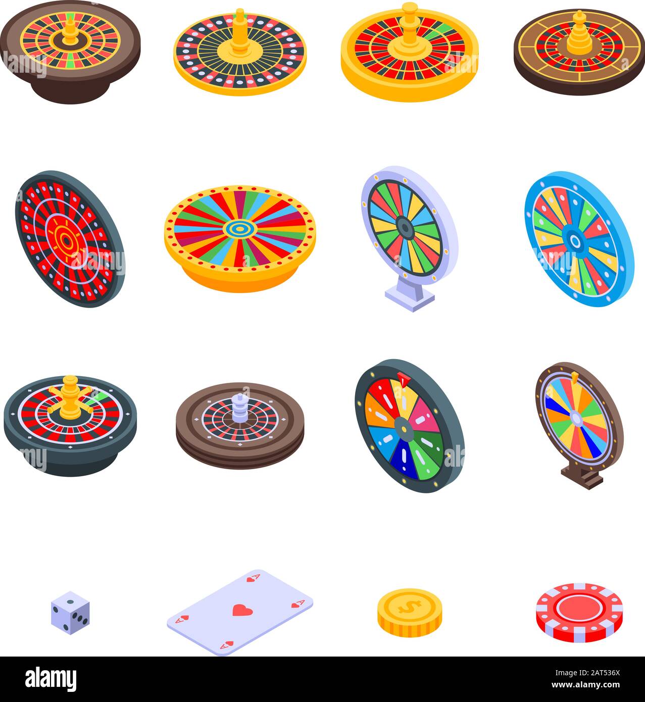 Roulette icons set, isometric style Stock Vector